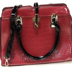 Red Handbag - Vegan - Detachable Shoulder Strap